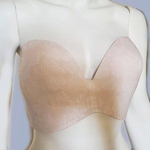 New DELIMIRA Seamless Strapless Bra Plunge Push Up Sooth Hibiscus Size 32F NWT